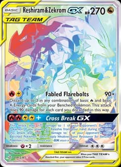 Reshiram & Zekrom GX Pokémon card