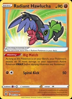Radiant Hawlucha Pokémon card